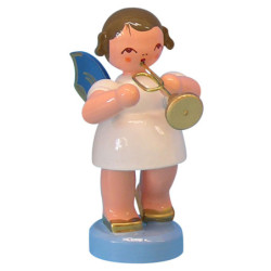 Angel with Trumpet - Blue Wings - Standing - 6 cm / 2,3 inch