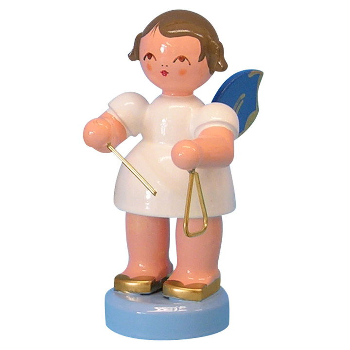 Engel mit Triangel - Blaue Flügel - stehend - 6 cm