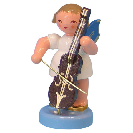 Engel mit Cello - Blaue Flügel - stehend - 6 cm