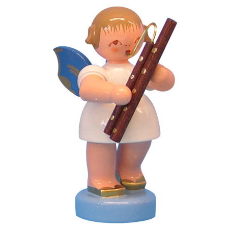 Engel mit Fagott - Blaue Flügel - stehend - 6 cm