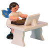 Engel mit Zither - Blaue Flügel - stehend - 6 cm
