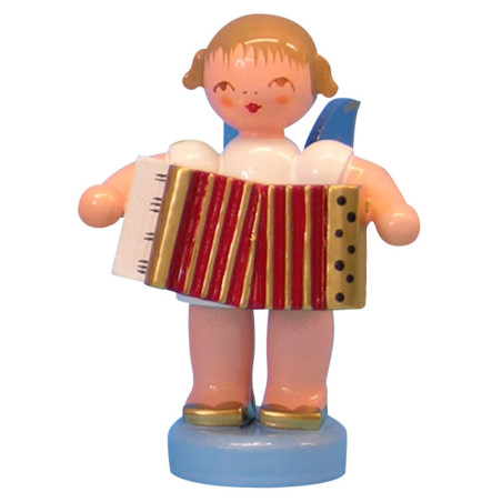 Angel with Accordion - Blue Wings - Standing - 6 cm / 2,3 inch