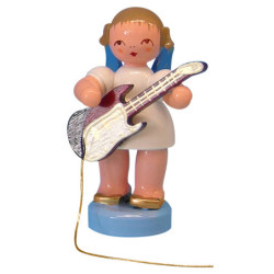 Engel mit E-Gitarre - Blaue Flügel - stehend - 6 cm