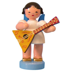 Engel mit Balalaika - Blaue Flügel - stehend - 6 cm