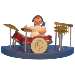 Angel at Drums Fitting Cloud Connector System - Blue Wings - Standing - 6 cm / 2,3 inch