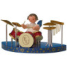 Angel with Drums Fitting Simple Clouds - Blue Wings - Standing - 6 cm / 2,3 inch