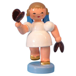 Angel with Castanets - Blue Wings - Standing - 6 cm / 2,3 inch