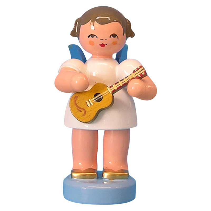 Angel with Ukulele - Blue Wings - Standing - 6 cm / 2,3 inch