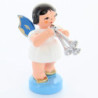 Angel with Shawm - Blue Wings - Standing - 6 cm / 2.4 inch