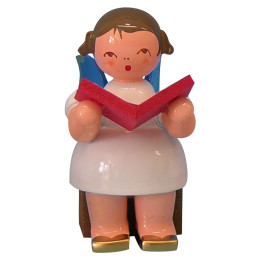 Angel with Book - Blue Wings - Sitting - 5 cm / 2 inch