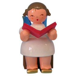 Angel with Book - Blue Wings - Sitting - 5 cm / 2 inch