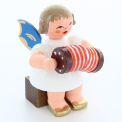 Angel with Concertina - Blue Wings - Sitting - 5 cm / 2 inch