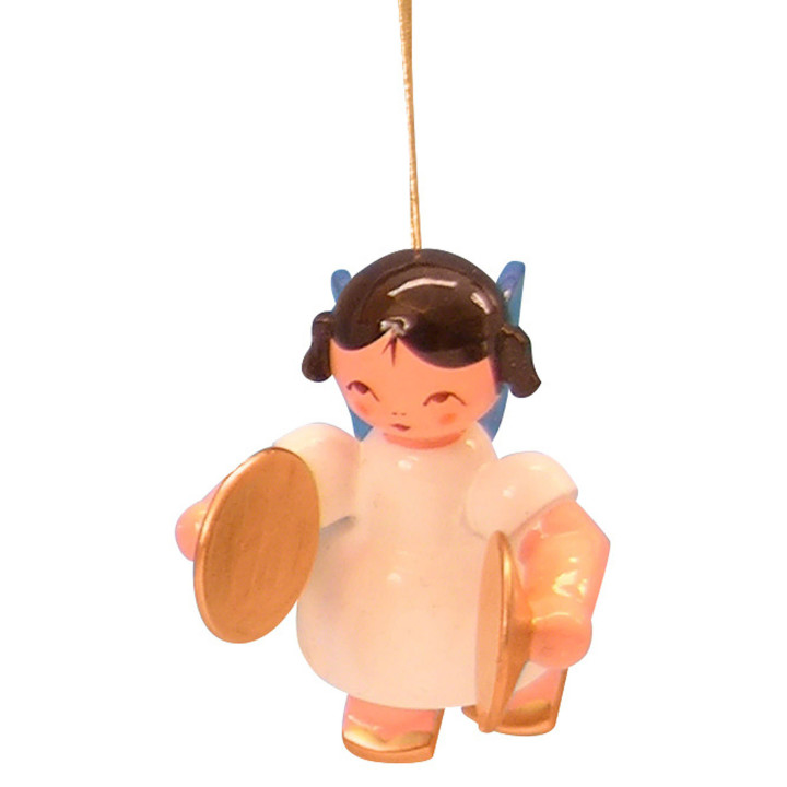 Christbaumschmuck Engel mit Becken - Blaue Flügel - schwebend - 5,5 cm