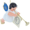 Christbaumschmuck Engel mit Fanfare - Blaue Flügel - schwebend - 5,5 cm