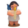Engel mit Kerze - Blaue Flügel - kniend - 6 cm