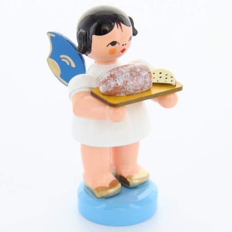 Engel mit Stollenbrett - Blaue Flügel - stehend - 6 cm