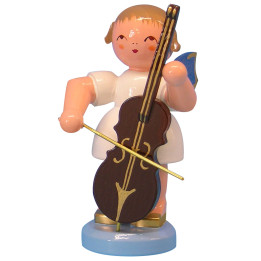 Engel mit Cello - Blaue Flügel - stehend - 9,5 cm