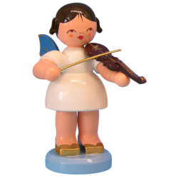 Engel mit Violine - Blaue Flügel - stehend - 9,5 cm