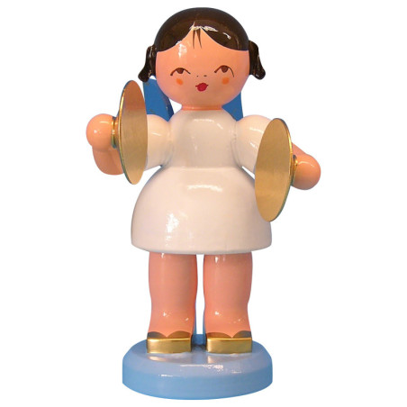 Engel mit Becken - Blaue Flügel - stehend - 9,5 cm