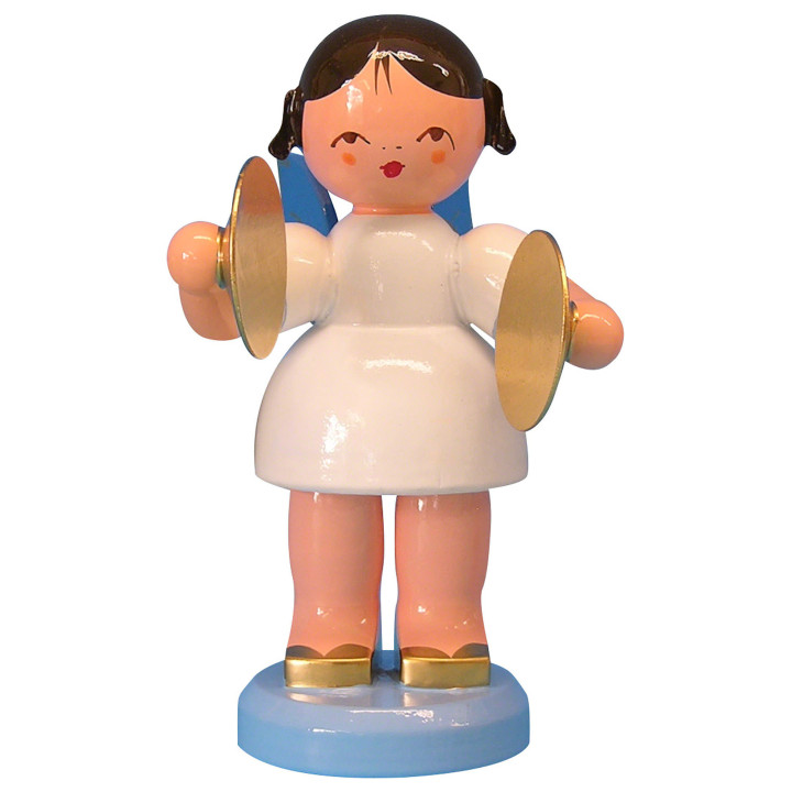 Angel with Cymbal - Blue Wings - Standing - 9,5 cm / 3,7 inch