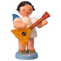 Engel mit Balalaika - Blaue Flügel - stehend - 9,5 cm