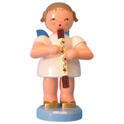 Engel mit Didgeridoo - Blaue Flügel - stehend - 9,5 cm