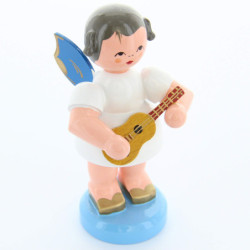 Angel with Ukulele - Blue Wings - Standing - 9,5 cm / 3.7 inch