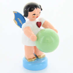 Heart Angel with Stability Ball - Blue Wings - Standing - 6 cm / 2.4 inch