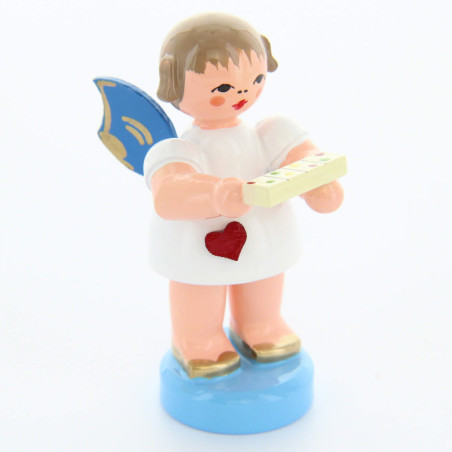 Herzengel mit Tablettenbox - Blaue Flügel - stehend - 6 cm