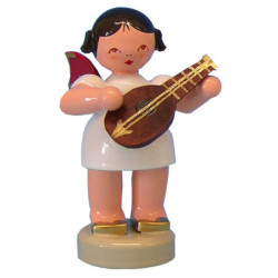 Engel mit Mandoline - Rote Flügel - stehend - 6 cm