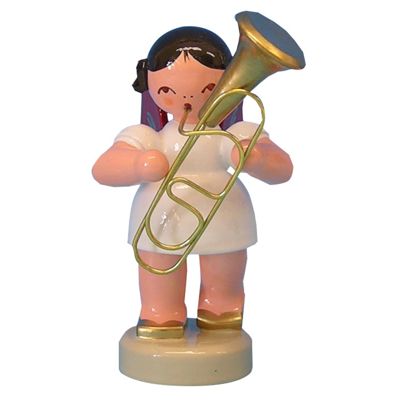 Angel with Baritone - Red Wings - Standing - 6 cm / 2,3 inch