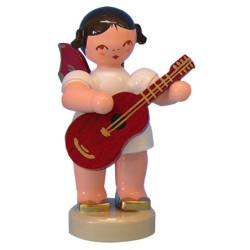Engel mit Gitarre - Rote Flügel - stehend - 6 cm