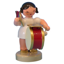 Angel with Drum and Cymbal - Red Wings - Standing - 6 cm / 2,3 inch