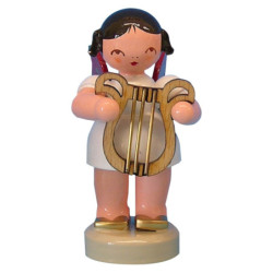 Angel with Lyre - Red Wings - Standing - 6 cm / 2,3 inch