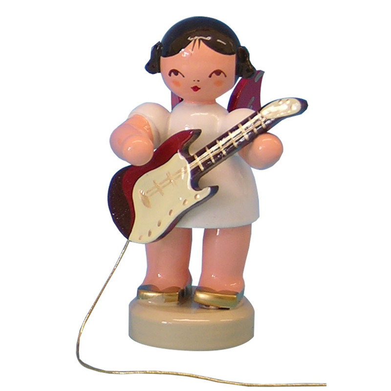 Angel with Electric Guitar - Red Wings - Standing - 6 cm / 2,3 inch
