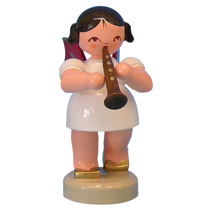 Engel mit Klarinette - Rote Flügel - stehend - 6 cm