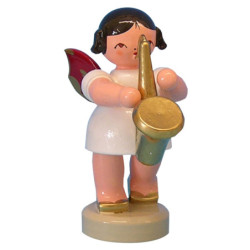 Angel with Saxophone - Red Wings - Standing - 6 cm / 2,3 inch