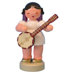 Angel with Banjo - Red Wings - Standing - 6 cm / 2,3 inch