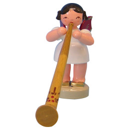 Angel with Alphorn - Red Wings - Standing - 6 cm / 2,3 inch
