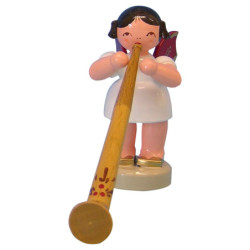 Engel mit Alphorn - Rote Flügel - stehend - 6 cm