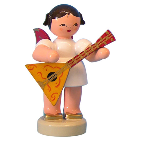 Engel mit Balalaika - Rote Flügel - stehend - 6 cm
