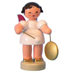 Engel mit kleinem Gong - Rote Flügel - stehend - 6 cm