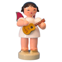 Angel with Ukulele - Red Wings - Standing - 6 cm / 2,3 inch