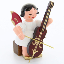 Engel mit Cello - Rote Flügel - sitzend - 5 cm