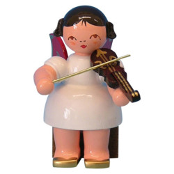 Engel mit Violine - Rote Flügel - sitzend - 5 cm
