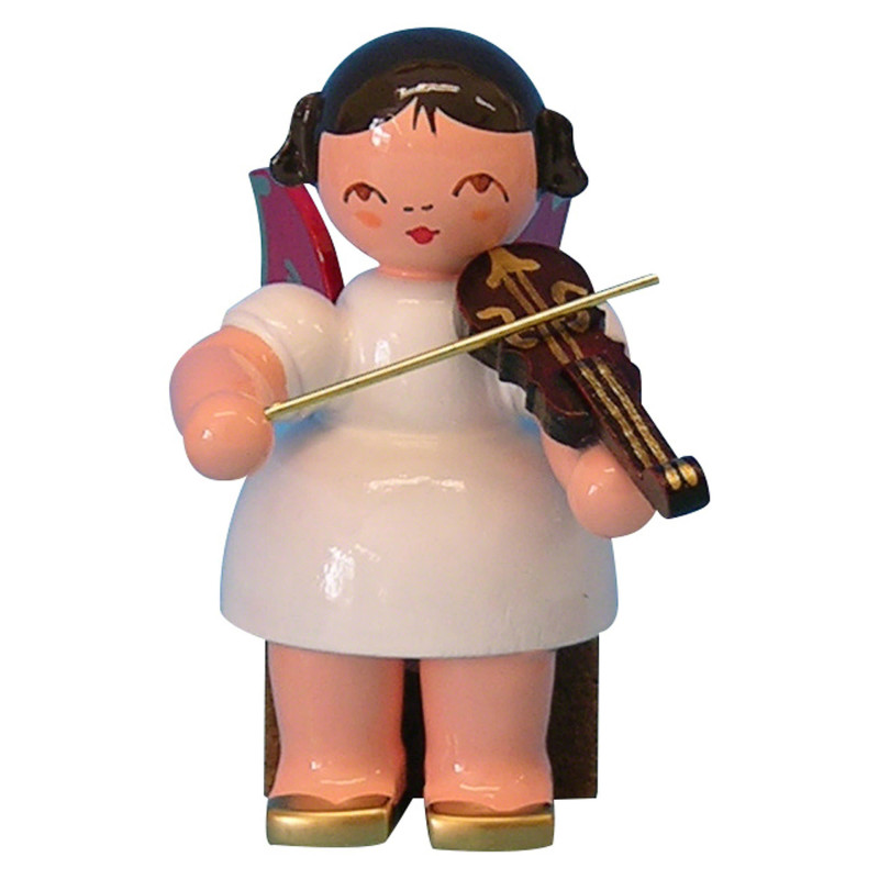 Angel with Violin - Red Wings - Sitting - 5 cm / 2 inch