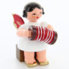 Angel with Concertina - Red Wings - Sitting - 5 cm / 2 inch