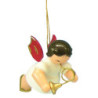 Christbaumschmuck Engel mit Waldhorn - Rote Flügel - schwebend - 5,5 cm