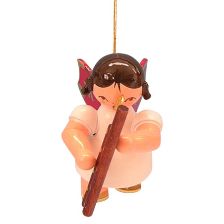 Tree Ornament - Angel with Bassoon - Red Wings - Floating - 5,5 cm / 2,1 inch