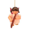 Tree Ornament - Angel with Bassoon - Red Wings - Floating - 5,5 cm / 2,1 inch